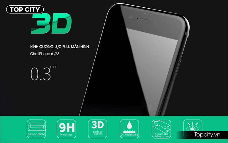Kính cường lực iPhone 6/6S full màn hình 3D siêu mỏng 0.3mm - 1